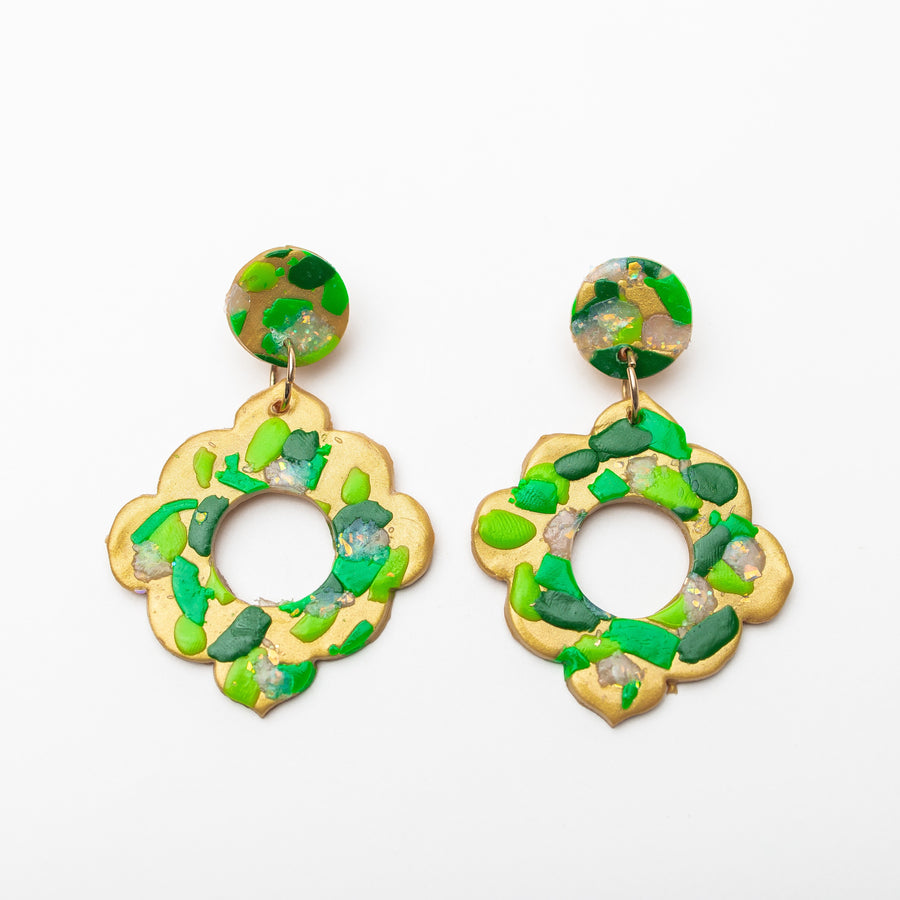 Green Multi Confetti Dangles