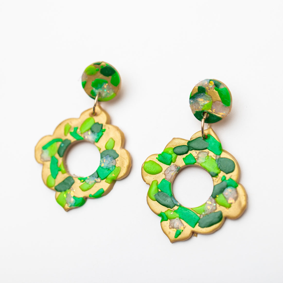 Green Multi Confetti Dangles