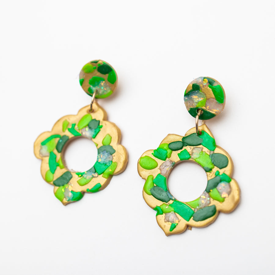 Green Multi Confetti Dangles