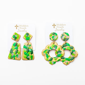 Green Multi Confetti Dangles