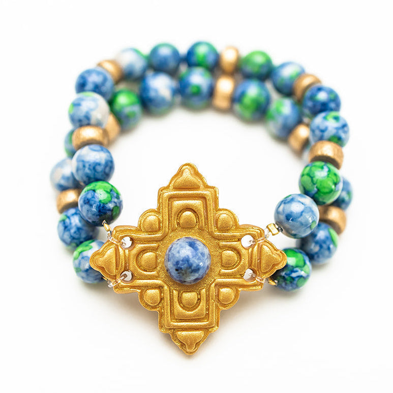 Blue and Green Jasper double strand with Ellie