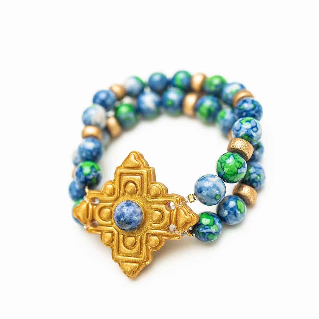 Blue and Green Jasper double strand with Ellie