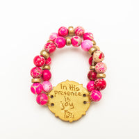 Pink Sea Jasper Double Strand with Ruth Cross
