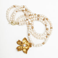 18" Triple Strand Pearls with Camellia Pearl