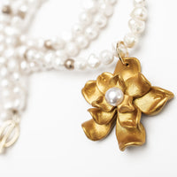 18" Triple Strand Pearls with Camellia Pearl