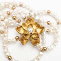 18" Triple Strand Pearls with Camellia Pearl