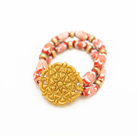 Pink Chevron Glass Double Strand with Ruth Cross