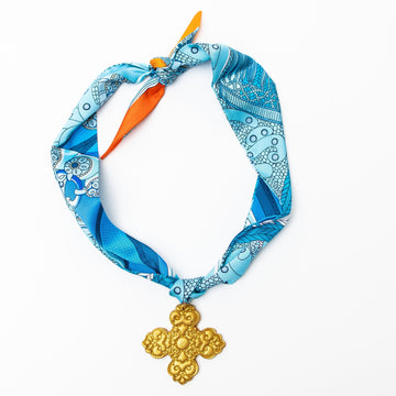 Blue Scarf with Andrea Cross