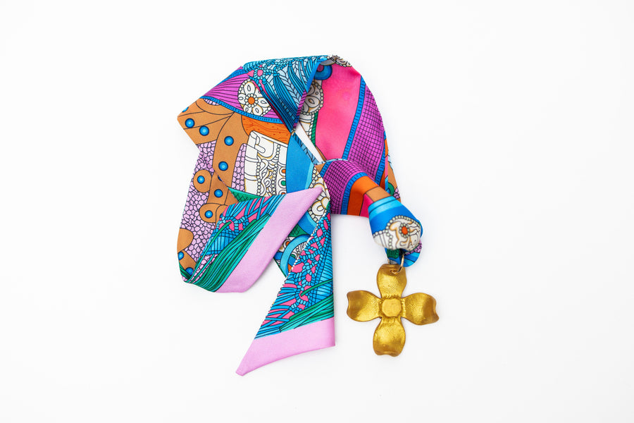 Multicolored Scarf with Dogwood