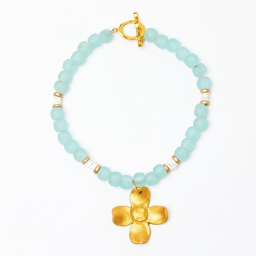 Aquamarine Sea Glass with Dogwood