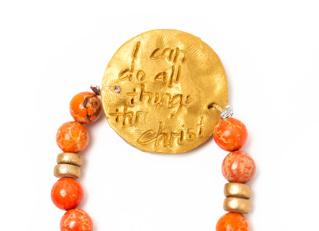 Orange Sea Jasper with Tiger Paw Bracelet