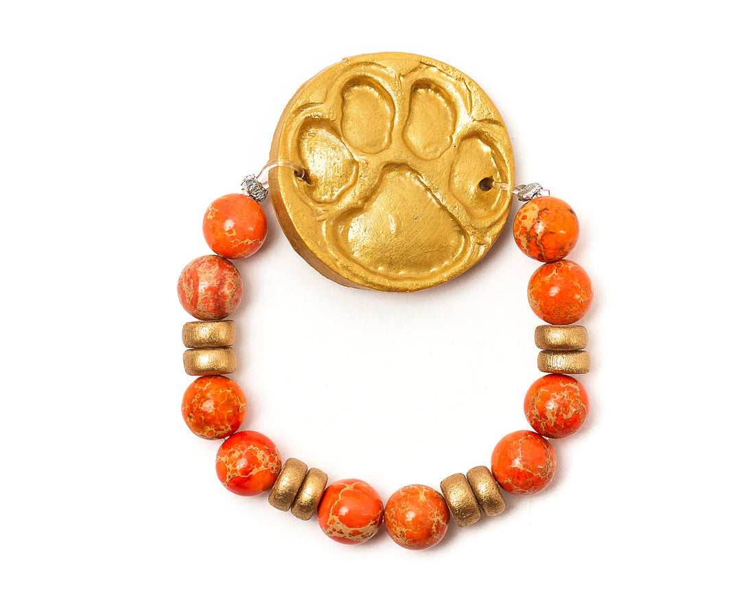 Orange Sea Jasper with Tiger Paw Bracelet