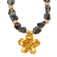 Smokey Quartz with Camellia Blossom Necklace