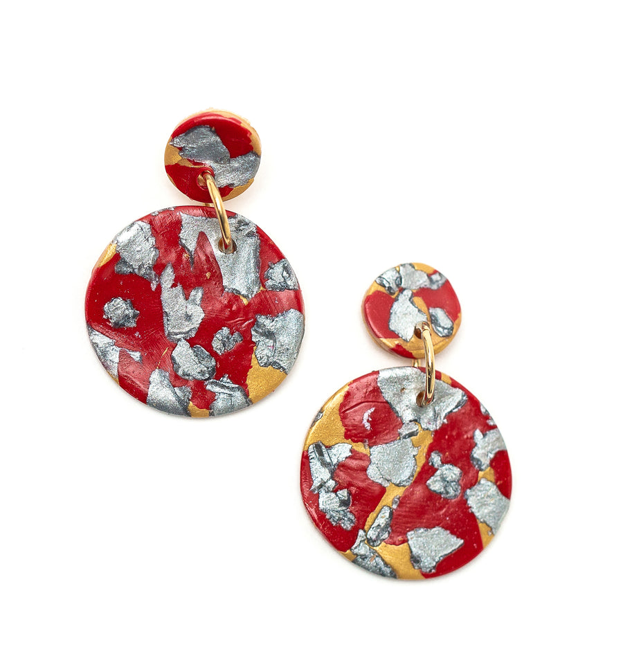 Crimson & Silver Double Dangles