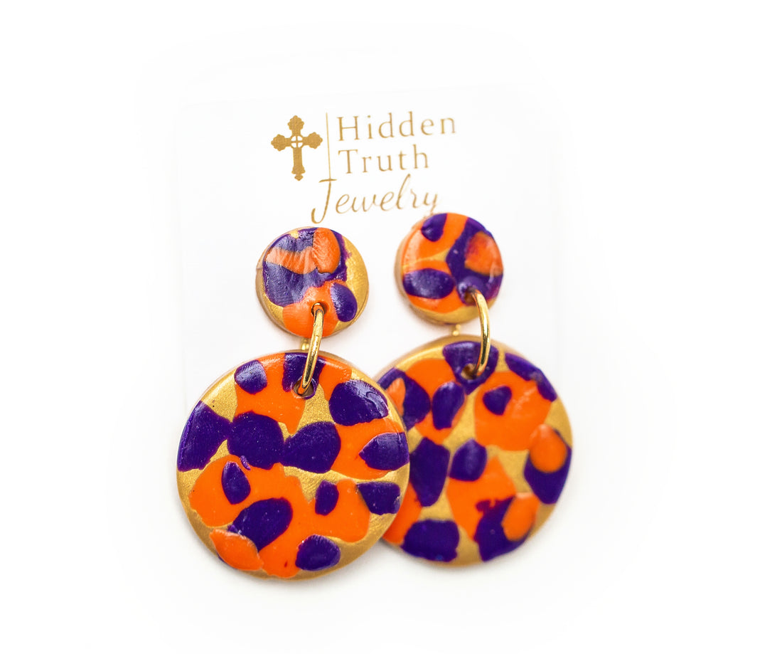 Orange & Purple Double Dangles