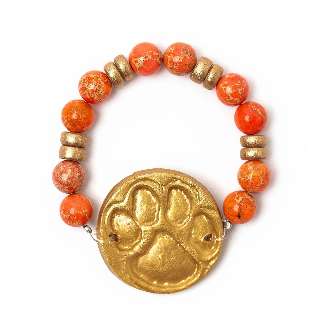 Orange Sea Jasper with Tiger Paw Bracelet