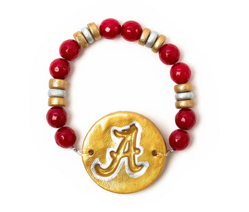Crimson Jade with Silver & Gold A Bracelet