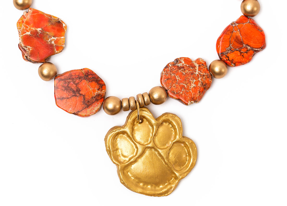 Orange Sea Sediment Jasper with Tiger Paw (Short)