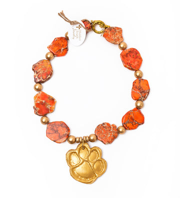 Orange Sea Sediment Jasper with Tiger Paw (Short)