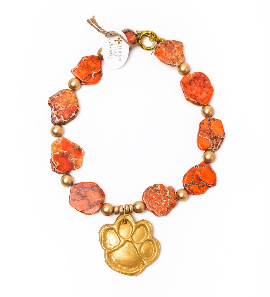 Orange Sea Sediment Jasper with Tiger Paw (Short)