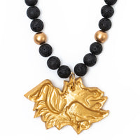 Black Lava with Gamecock Necklace (Short)