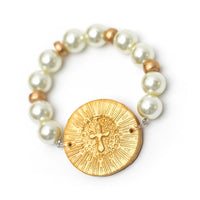 Pearl with Victory Cross Bracelet