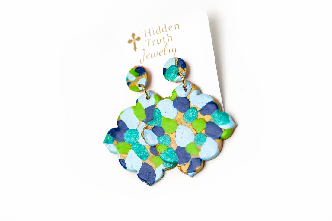 Multi-blues Confetti Dangles