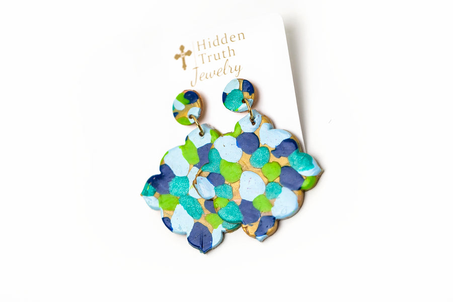 Multi-blues Confetti Dangles