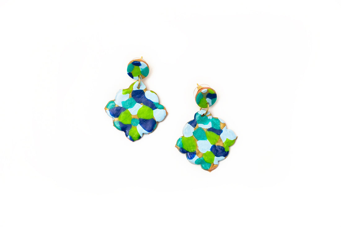 Multi-blues Confetti Dangles