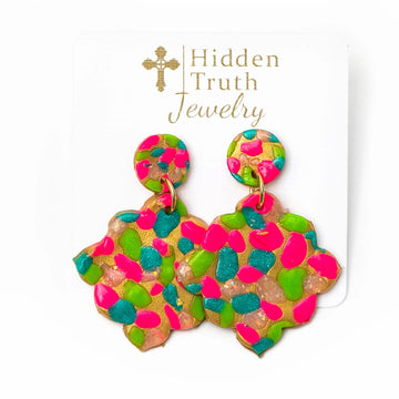 Pink, Turquoise & Green Confetti Dangles