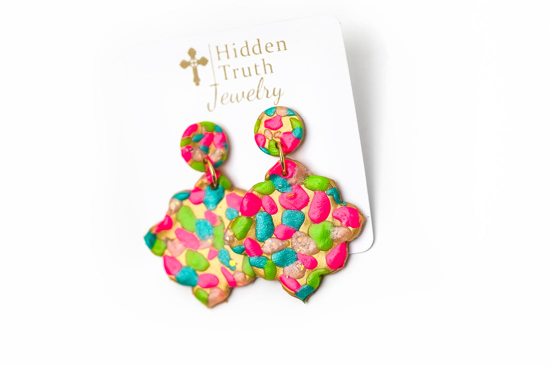 Pink, Turquoise & Green Confetti Dangles