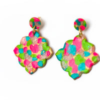 Pink, Turquoise & Green Confetti Dangles