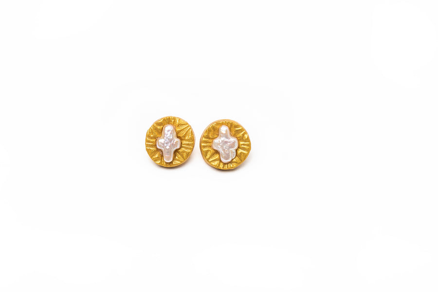 Mother of Pearl Cross Studs