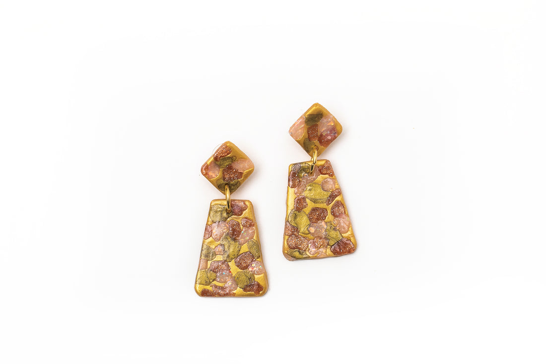 Gold, Rose Gold, Bronze & Opal Double Dangles