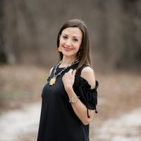 Black Obsidian Jasper with Gold & Silver Leah Cross Bracelet