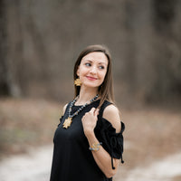 Black Obsidian Jasper with Gold & Silver Leah Cross Bracelet