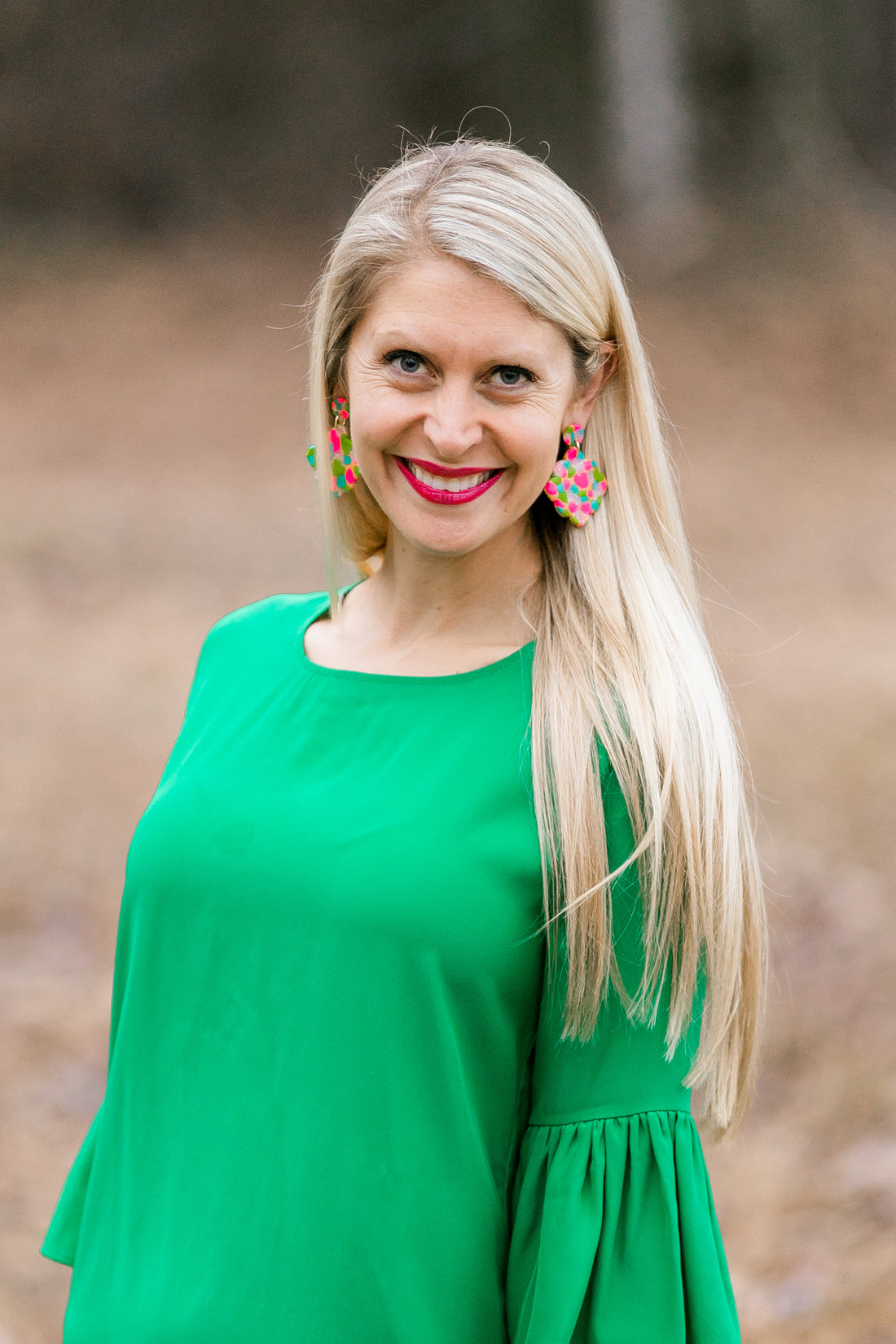 Pink, Turquoise & Green Confetti Dangles