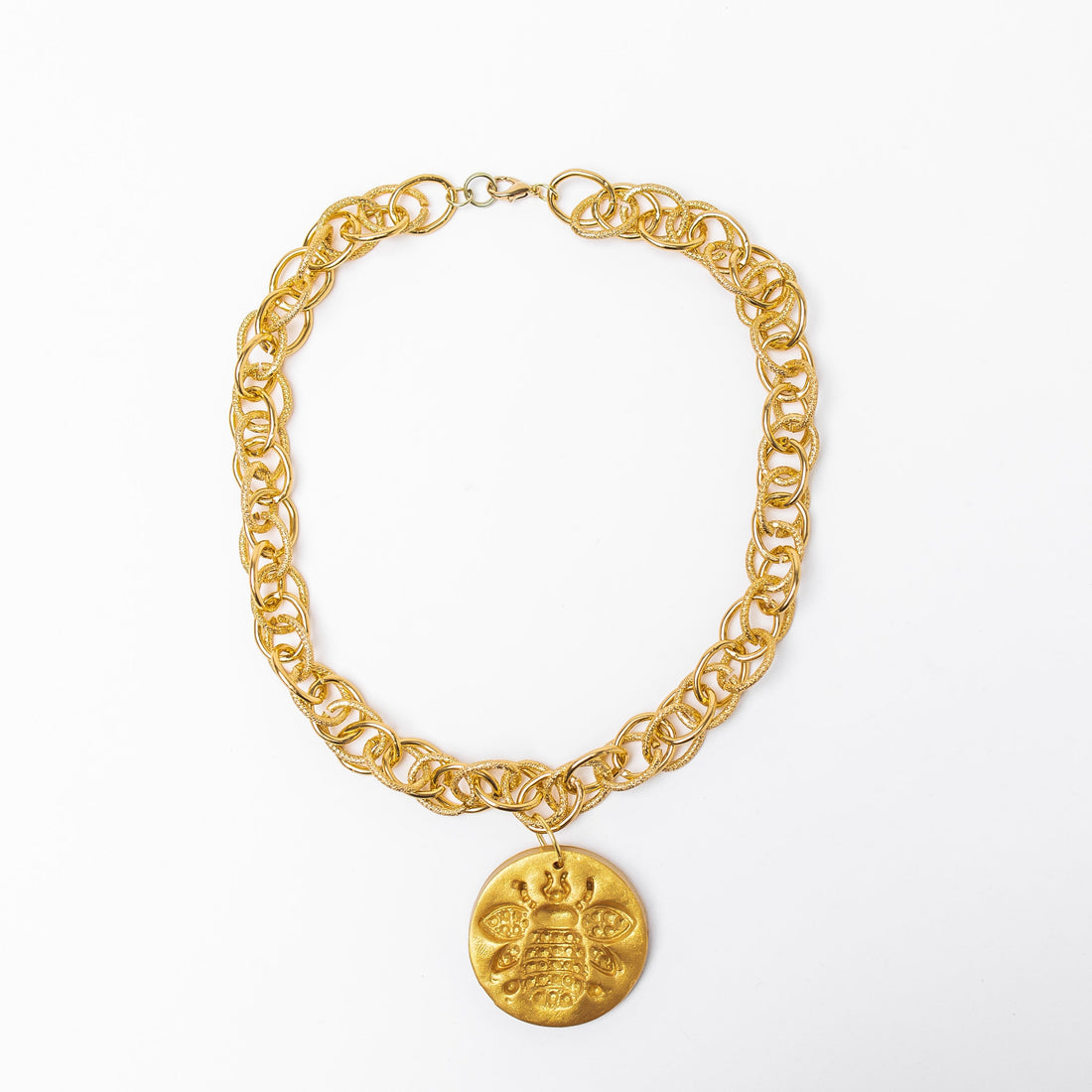 Gold Chain with Bee Medallion