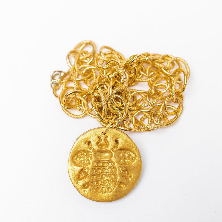 Gold Chain with Bee Medallion