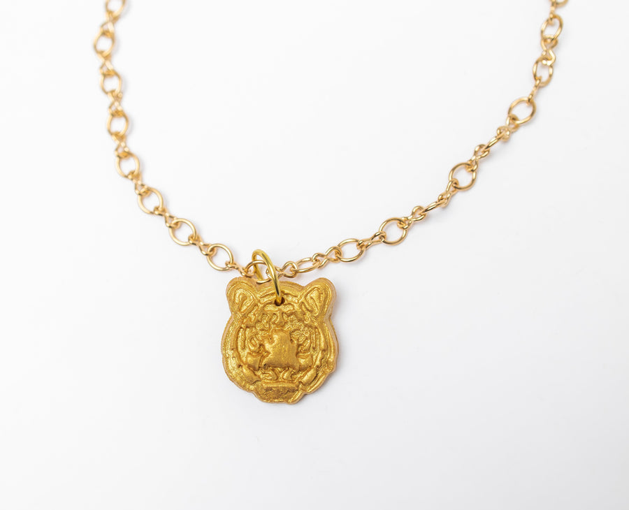 Gold Plated Figure 8 Chain with Tiger
