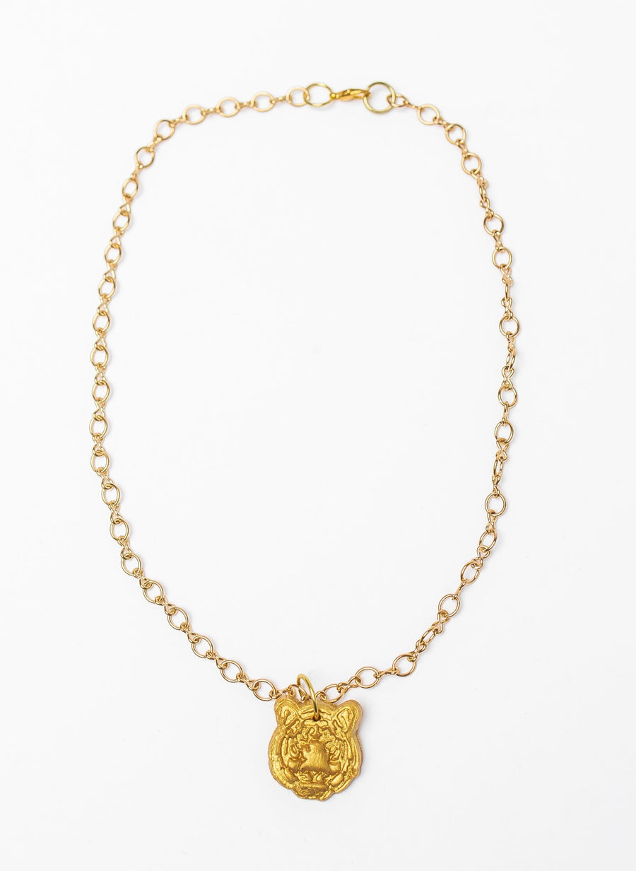 Gold Plated Figure 8 Chain with Tiger