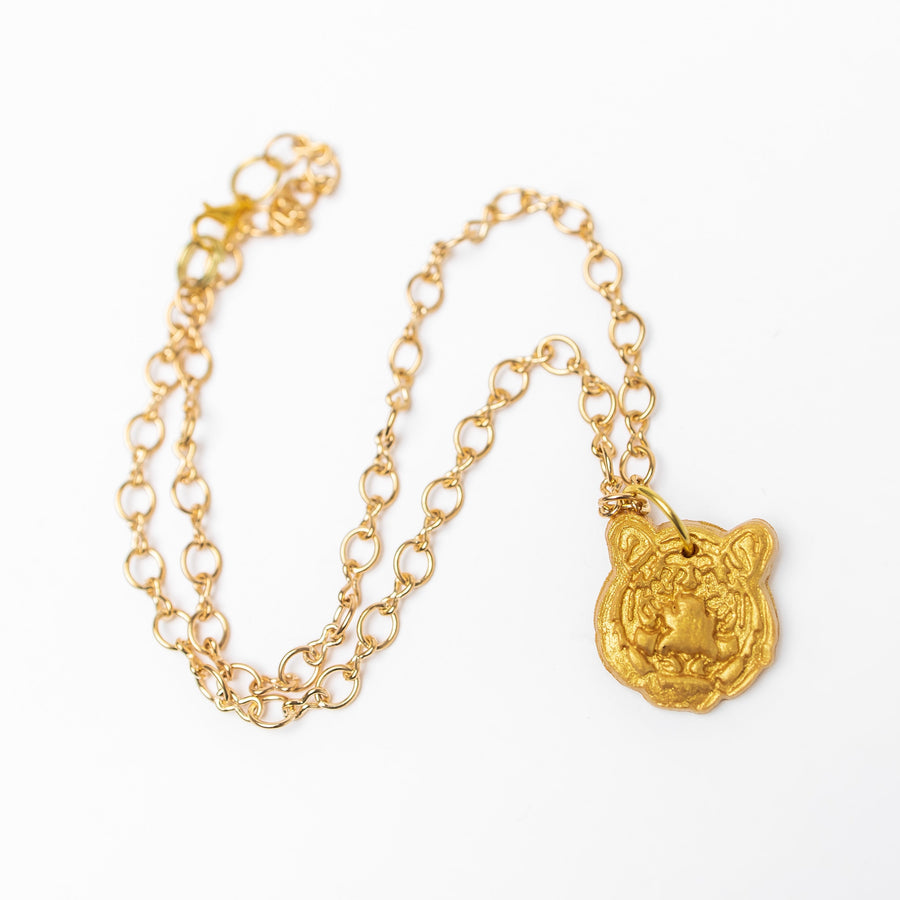 Gold Plated Figure 8 Chain with Tiger
