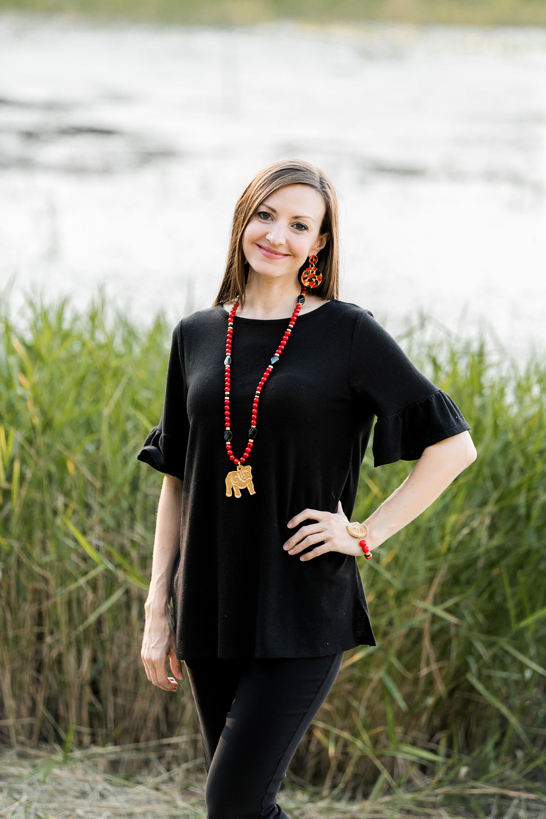 Red & Black Jade with Georgia G Bracelet
