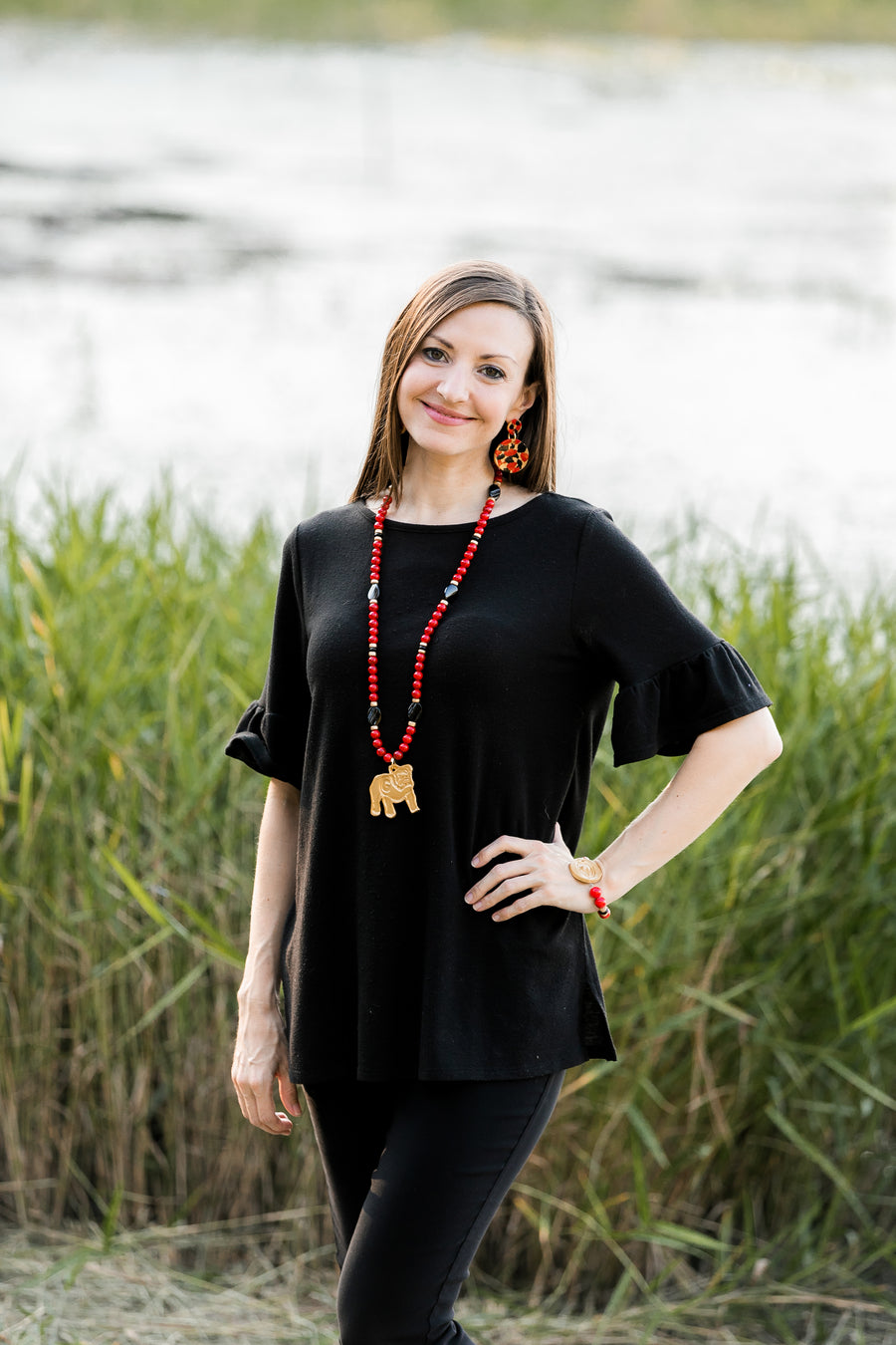 Red & Black Jade with Georgia G Bracelet