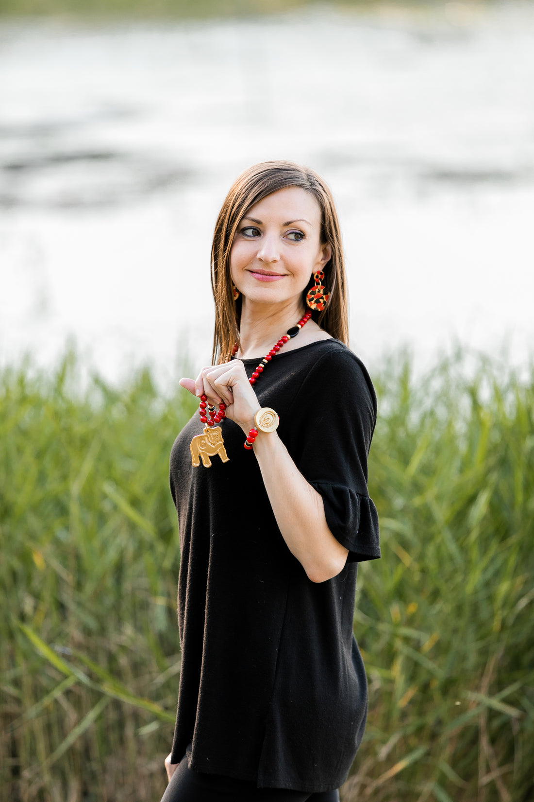 Red & Black Jade with Georgia G Bracelet