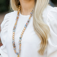 Rainbow Speckled African Recycled Glass with Hidden Truth Cross Necklace