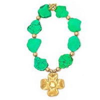 Green Jade Nuggets with Dogwood Blossom Necklace