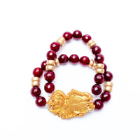 Garnet Double Strand with Gamecock Bracelet