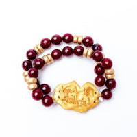 Garnet Double Strand with Gamecock Bracelet