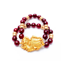 Garnet Double Strand with Gamecock Bracelet